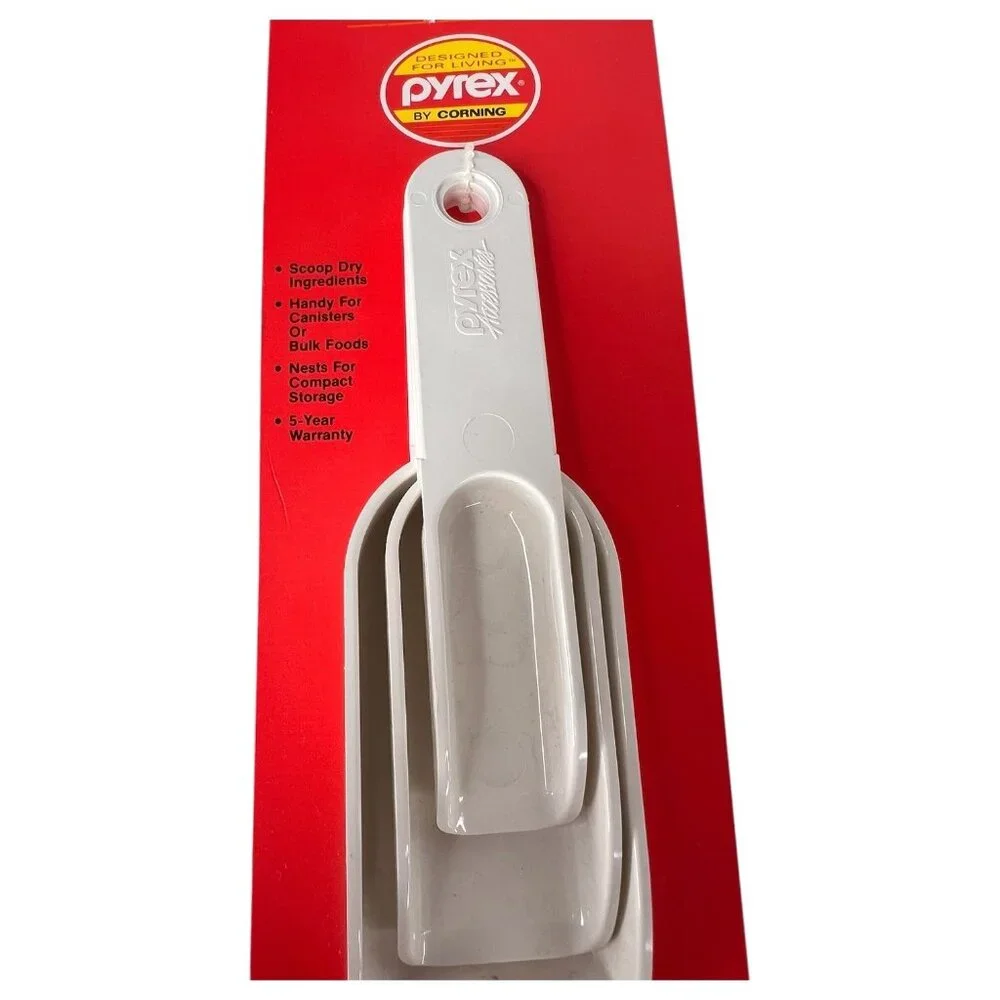 New Vintage Pyrex‎ Accessories 3 Scoop Set Nesting Spoon Plastic Kitchen Tools